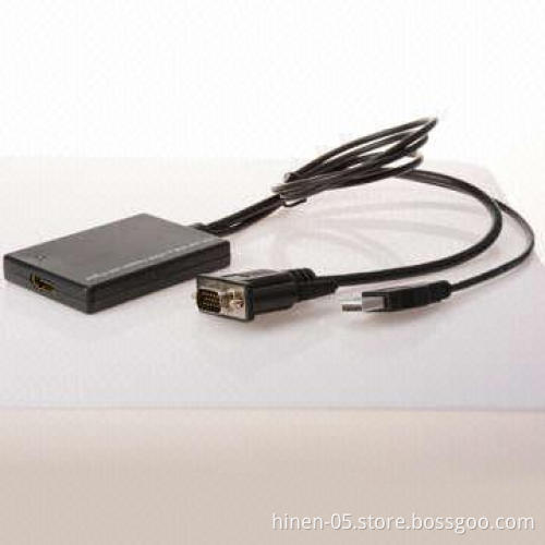 VGA and USB to HDMI adapter with pigtail, supports common VGA video resolutions